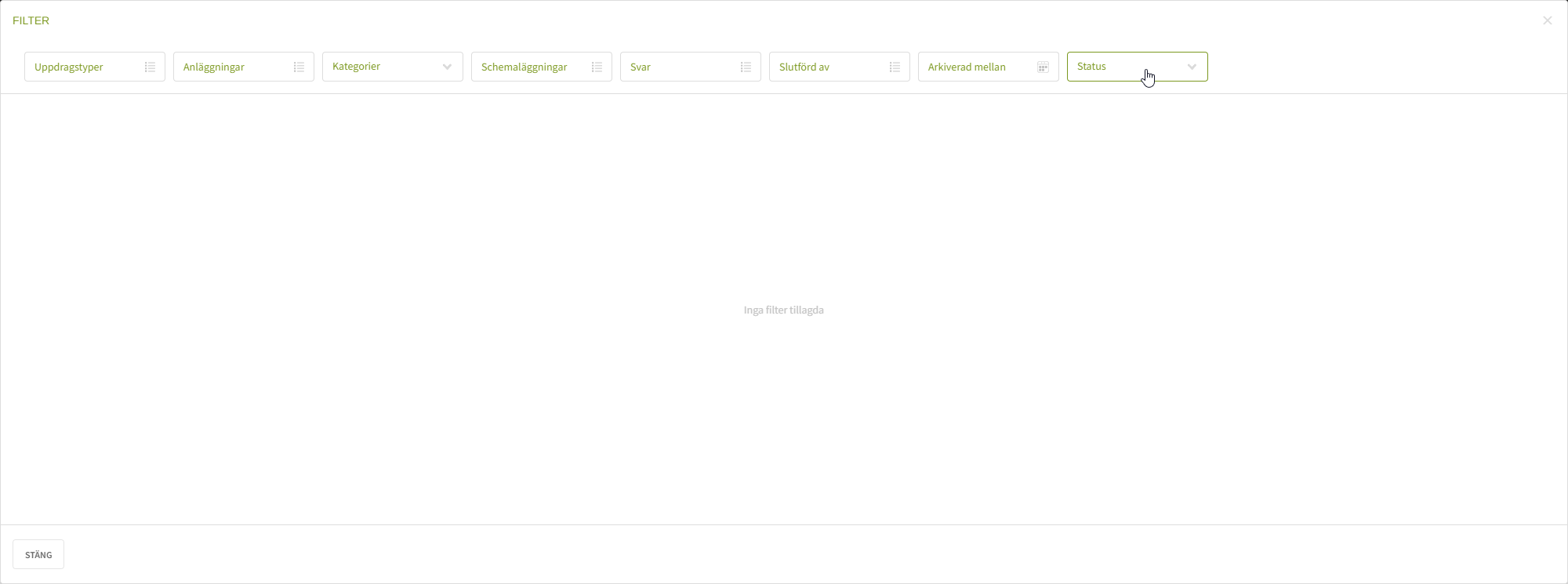 Fig. 2: Status-filter - klicka på dropdown