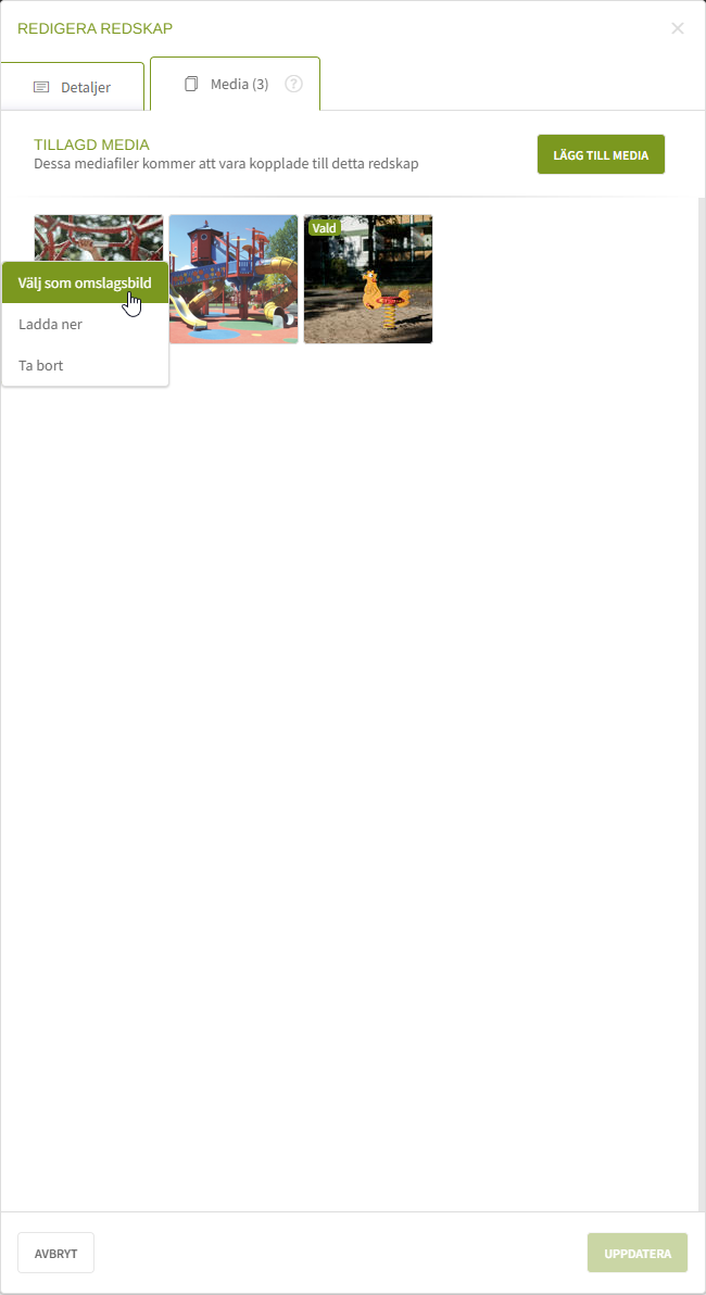 Fig. 3: Media-sektion - ändra omslagsbild
