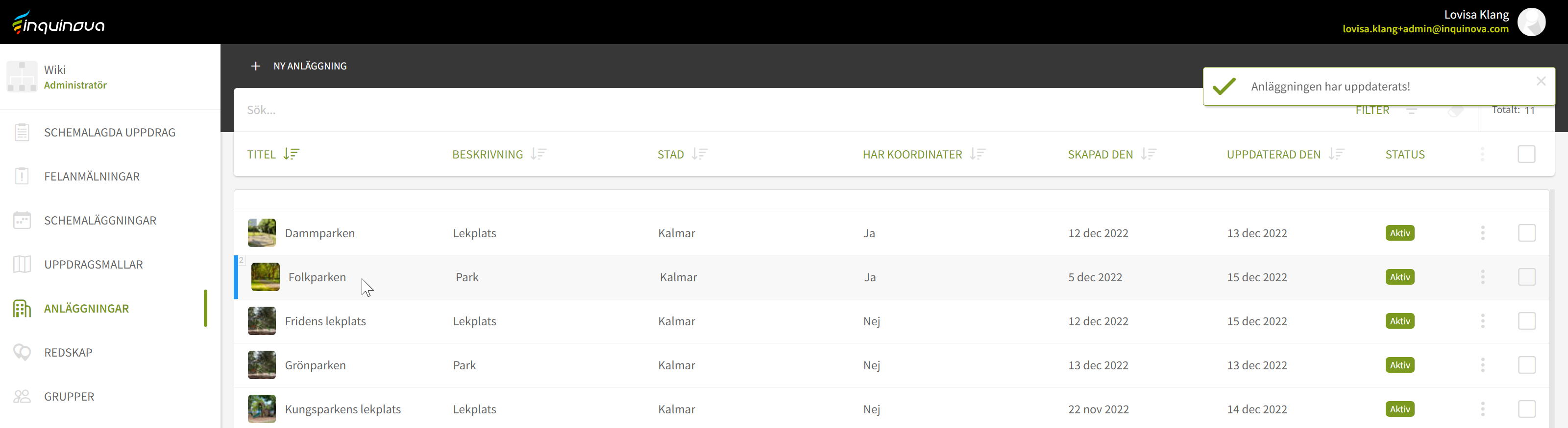 Fig. 4: Platsen är uppdaterad