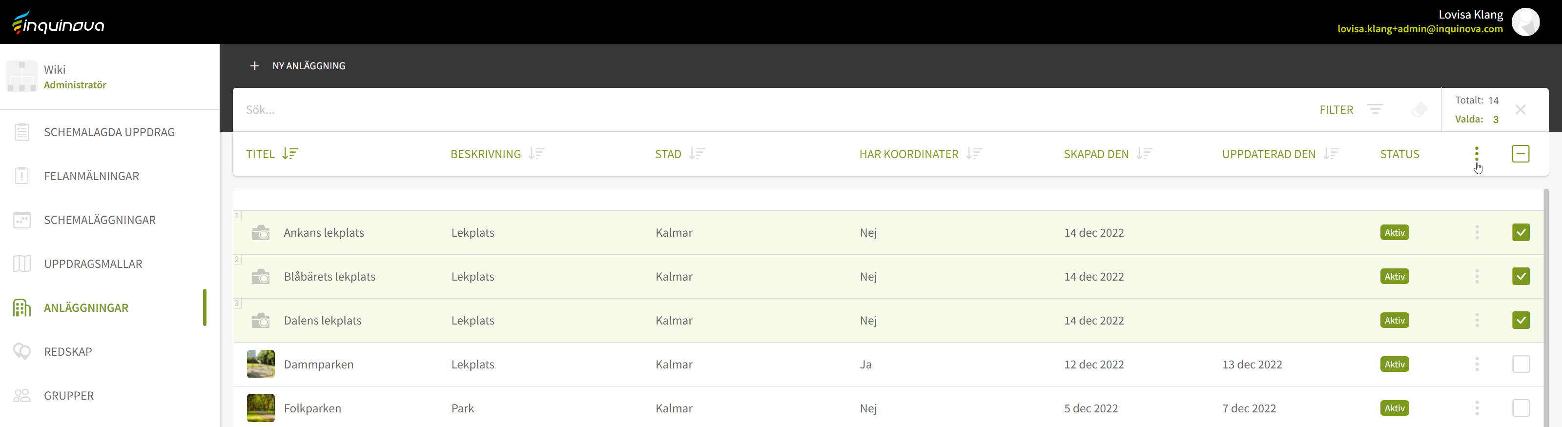 Fig. 4: Markerade platser