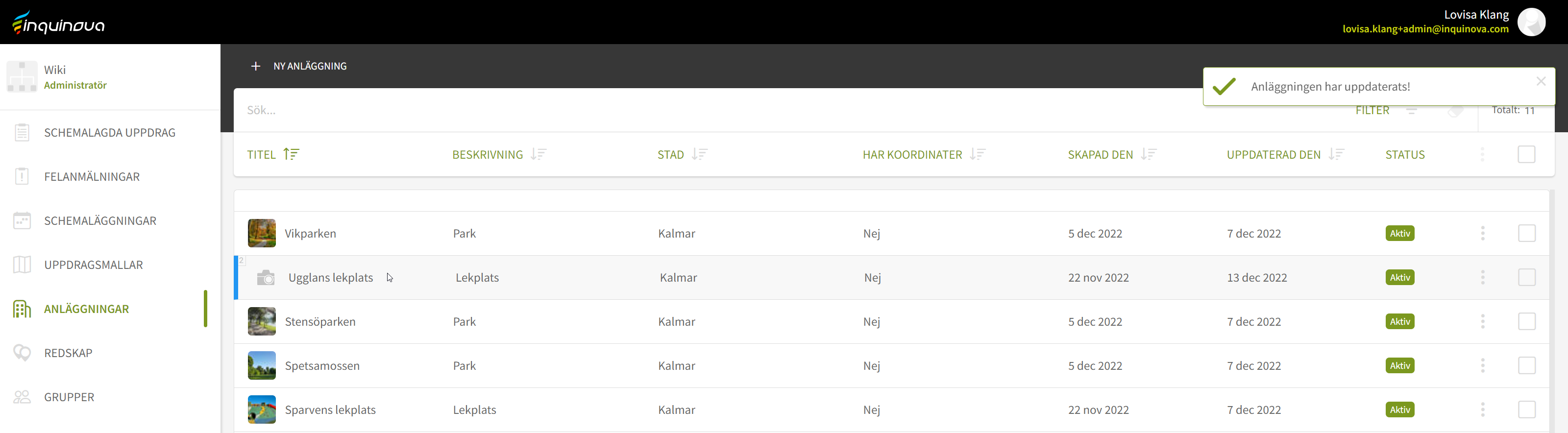 Fig. 4: Platsen är uppdaterad