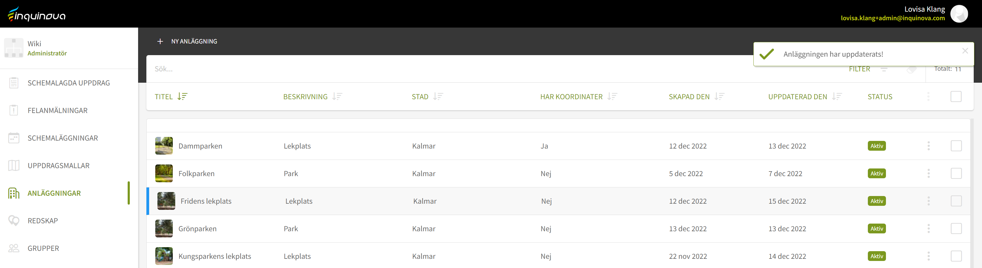 Fig. 11: Platsen är uppdaterad