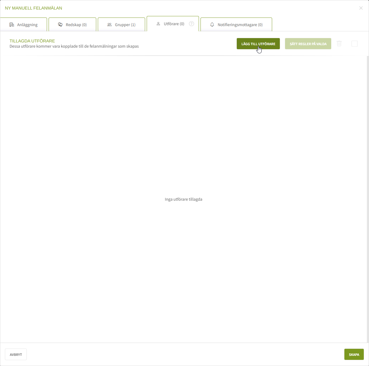 Fig. 14: Knappen Lägg till utförare
