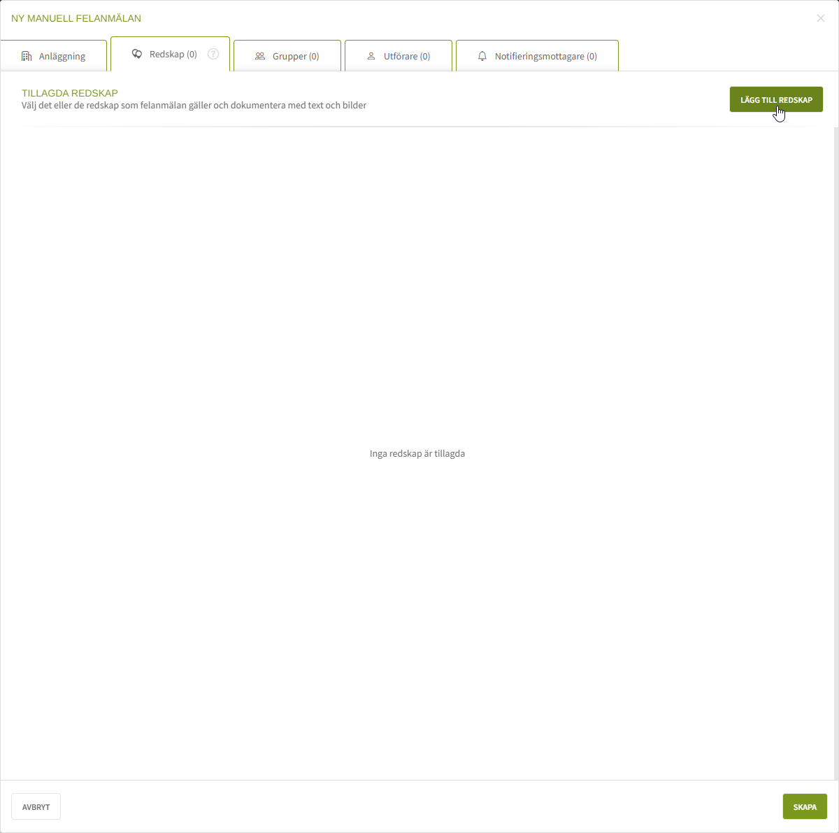 Fig. 5: Knappen Lägg till redskap