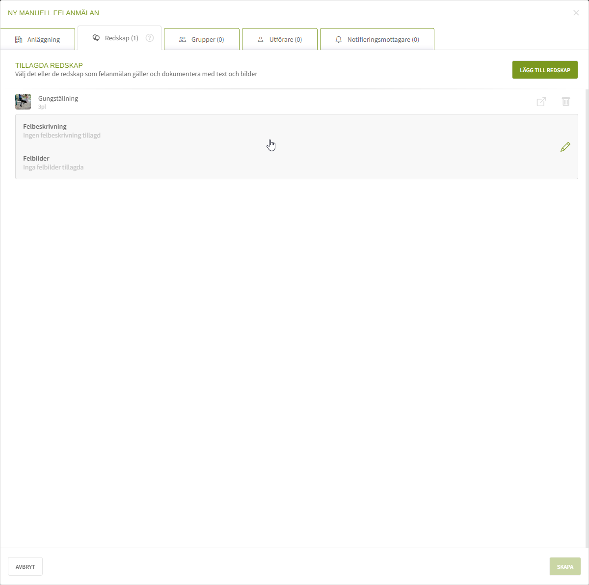 Fig. 7: Klicka för att ange felbeskrivning