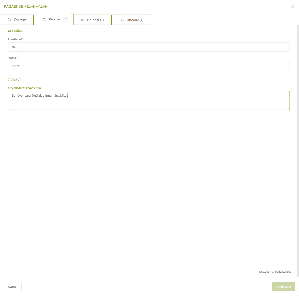 Fig. 3: Formulär ifyllt