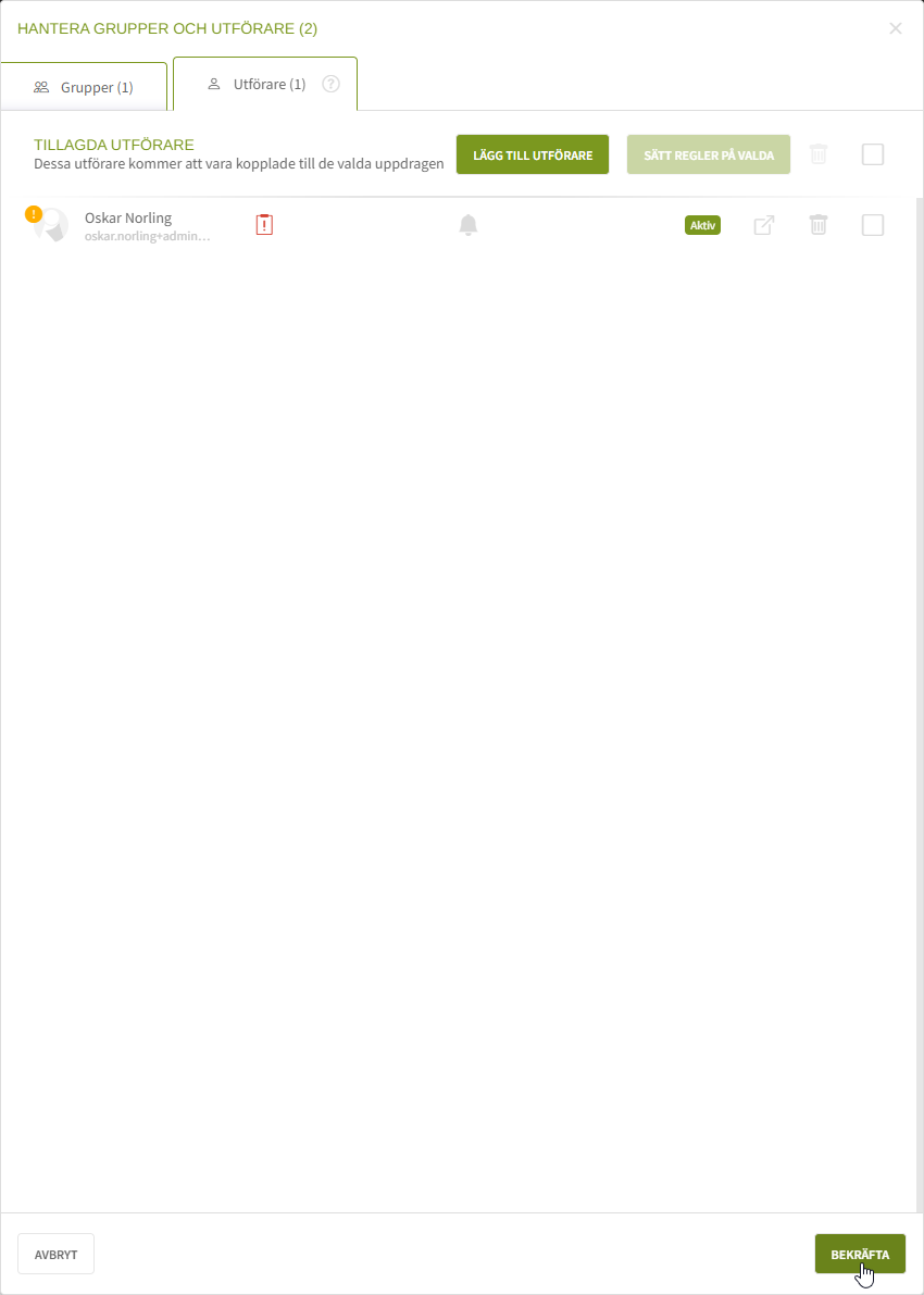 Fig. 4: Hantera utförare