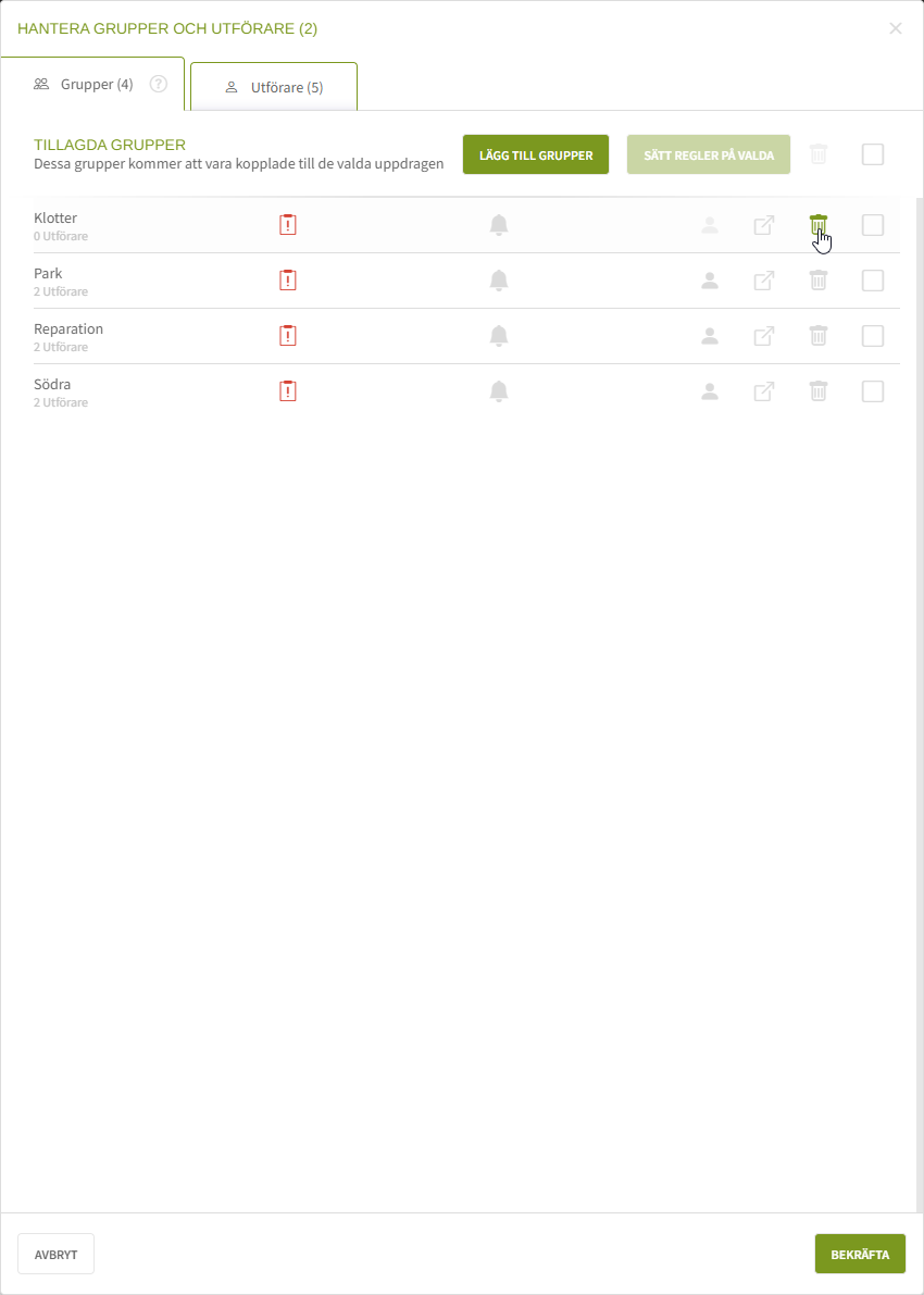 Fig. 8: Ta bort grupp