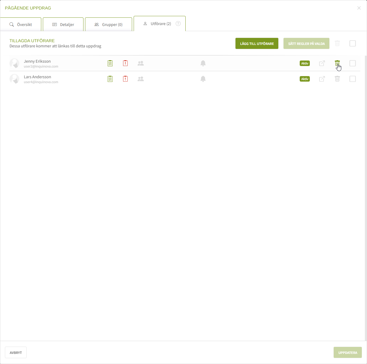 Fig. 3: Ta bort utförare