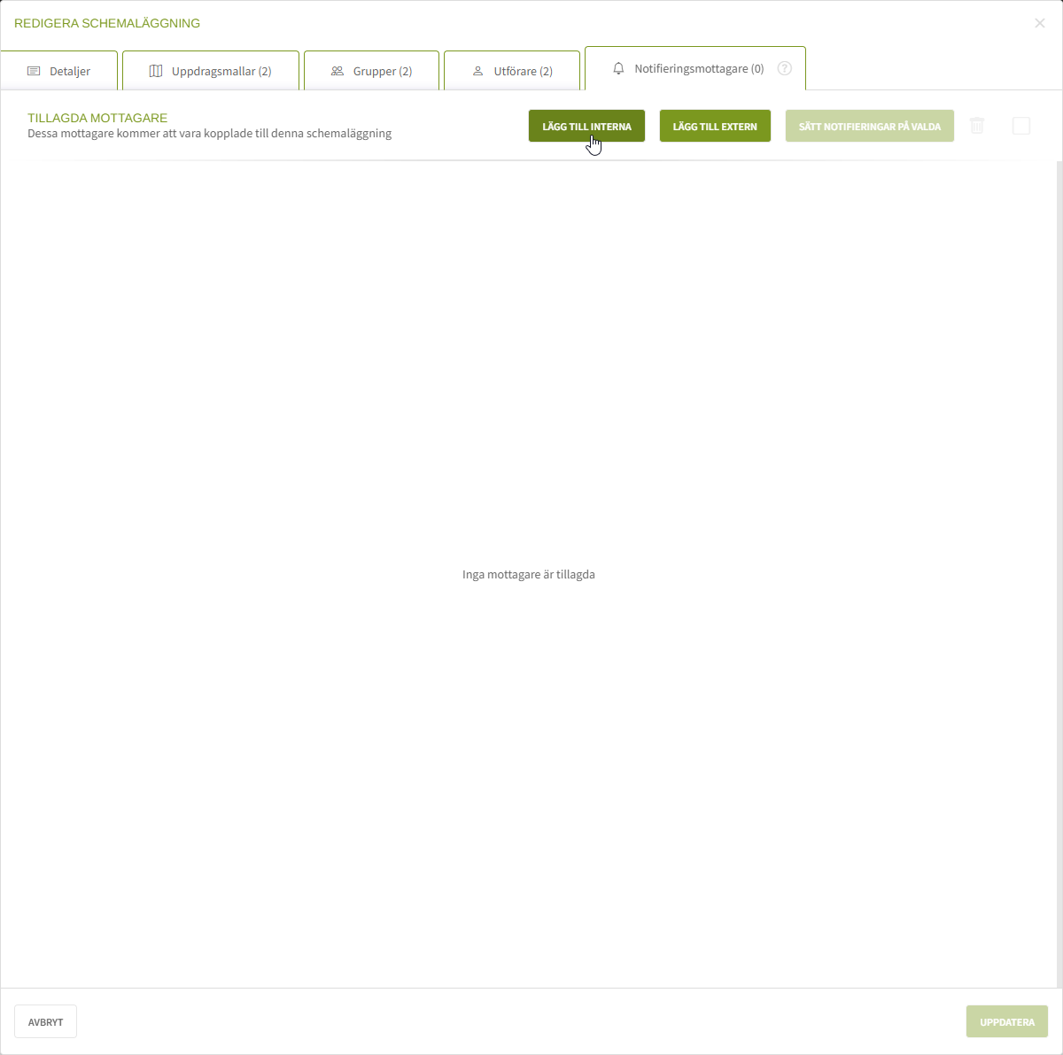 Fig. 3: Skapa intern notifieringsmottagare