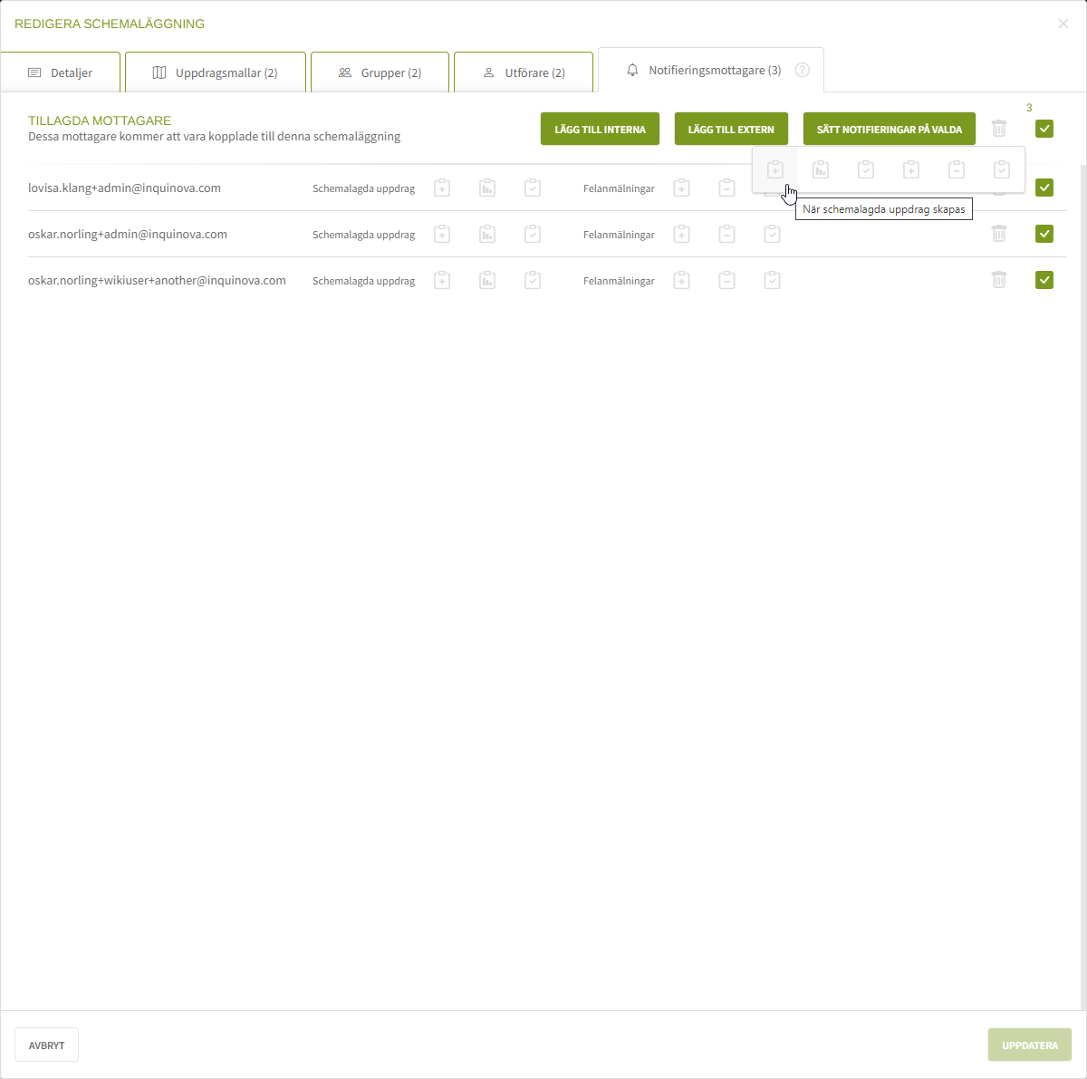Fig. 8: Välj notifieringstyper för alla mottagare - välj
