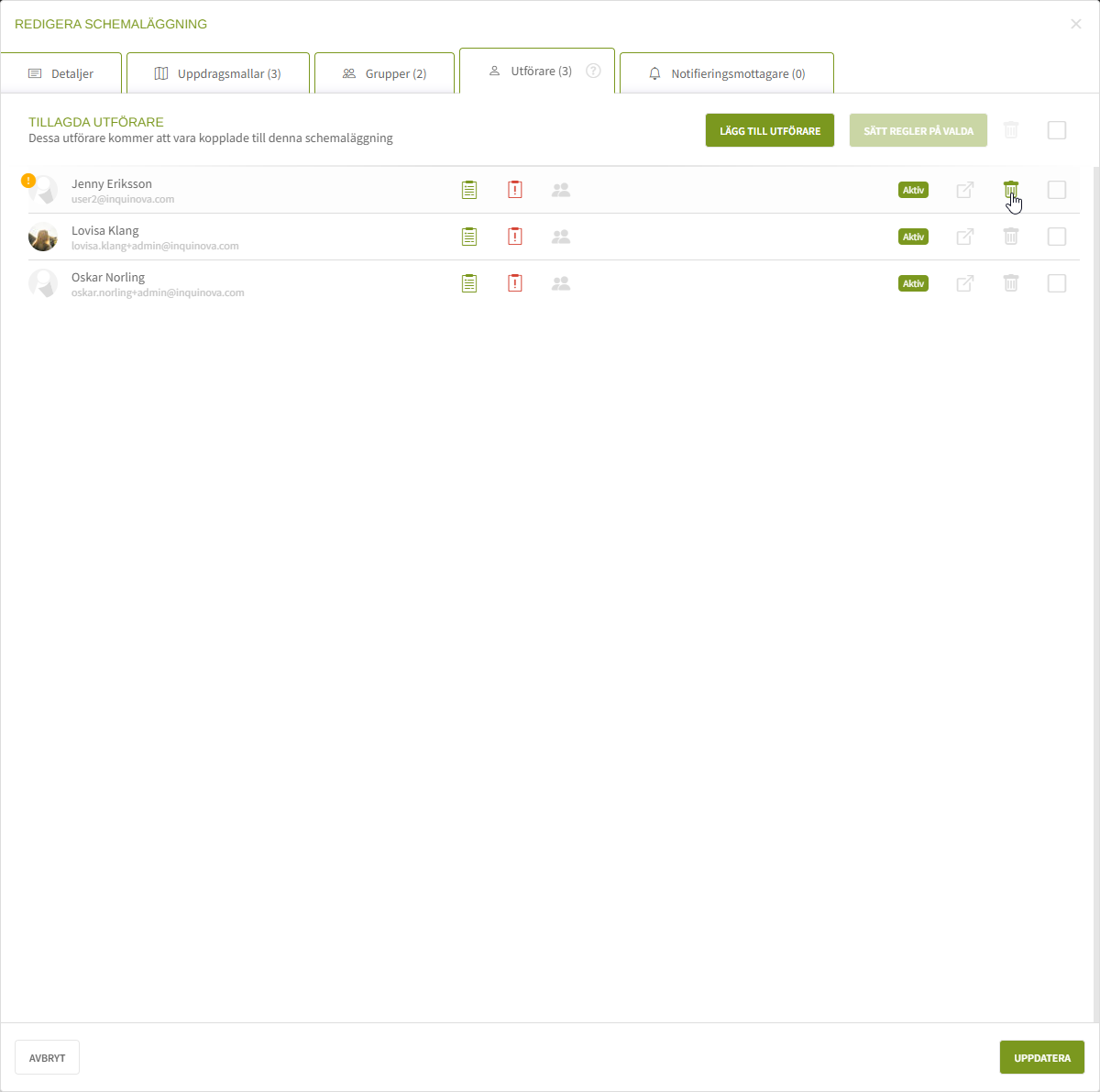 Fig. 3: Ta bort utförare