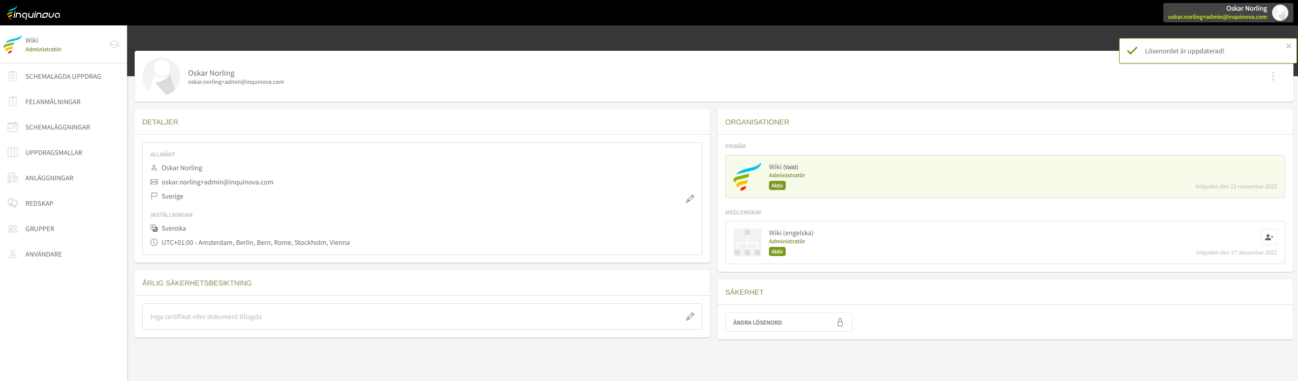 Fig. 5: Lösenordet är ändrat