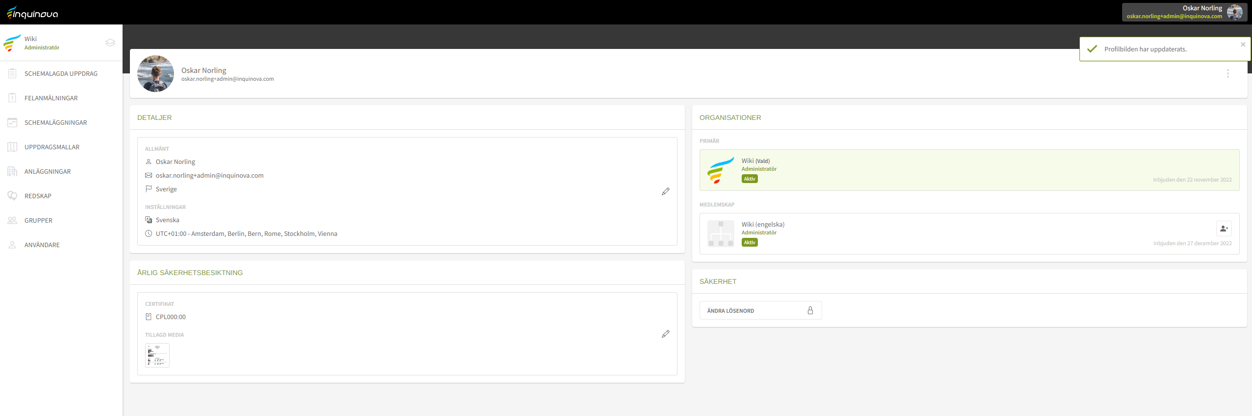 Fig. 7: Profilbild är ändrad